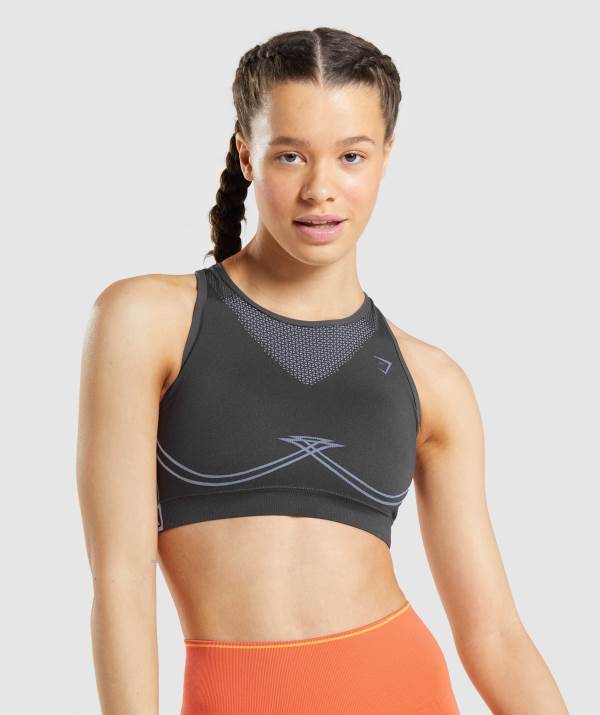Damske Športové Podprsenky Gymshark Apex Seamless Čierne Lavendel Siva / Modre | CR2657381